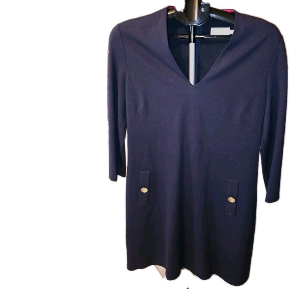Eliza J Dress Blue With Gold Buttons. Size12  18"PTP 36" Length.  Old Money ,...